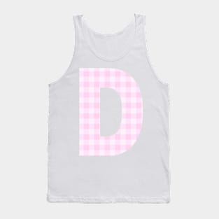 Pink Letter D in Plaid Pattern Background. Tank Top